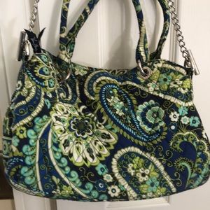 Vera Bradley blue green floral shoulder bag 8.5”